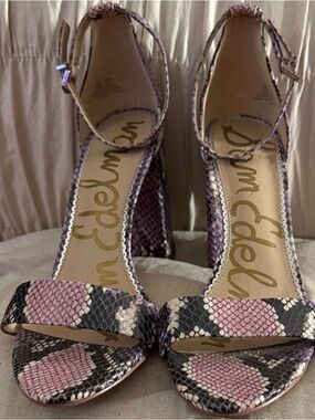 Sam Edelman Purple, Pink and Black Snake Print Heels